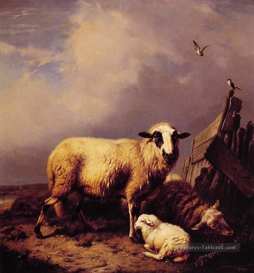Garder l’agneau Eugène Verboeckhoven moutons animal Peintures à l'huile